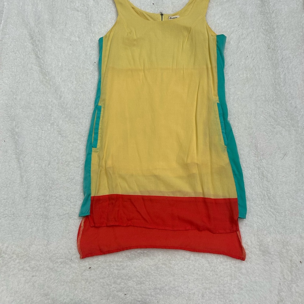 Love Riche Yellow, Teal & Red Colorblock Dress